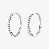 304 stainless steel medium hoop earrings and clear cubic zirconia.|BEIE014