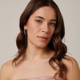 304 stainless steel medium hoop earrings and clear cubic zirconia.|BEIE014