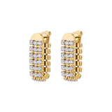 Lobe Earrings, 14K Gold Pvd Coating And Clear Cubic Zirconia.|Beie028