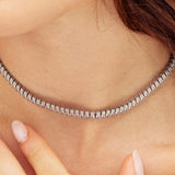 304 stainless steel choker necklace with clear cubic zirconia.|BEIN018