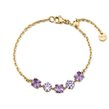 Bracelet With 14K Gold Pvd Coating And Amethyst Color Round And Cushion-Cut Cubic Zirconia. | Big13