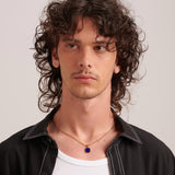 316L stainless steel chain necklace and 14K gold pvd coating with pendant and lapis lazuli pendant.|BIK127