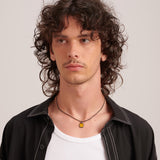 316L stainless steel chain necklace and ruthenium color pvd coating with pendant and yellow tiger's eye .|BIK128