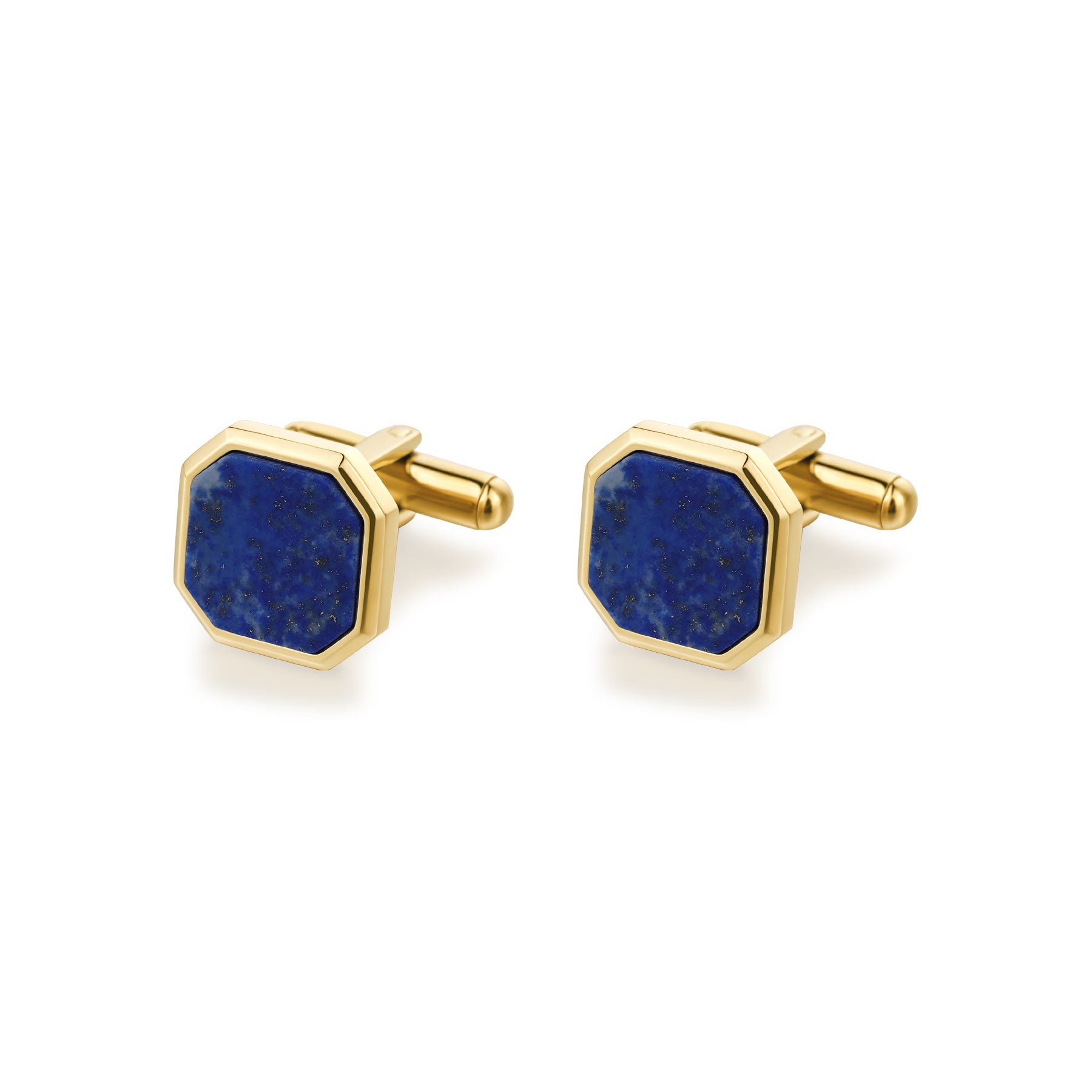 Cufflinks And 14K Gold Pvd Coating With Lapis Lazuli.|Bik133