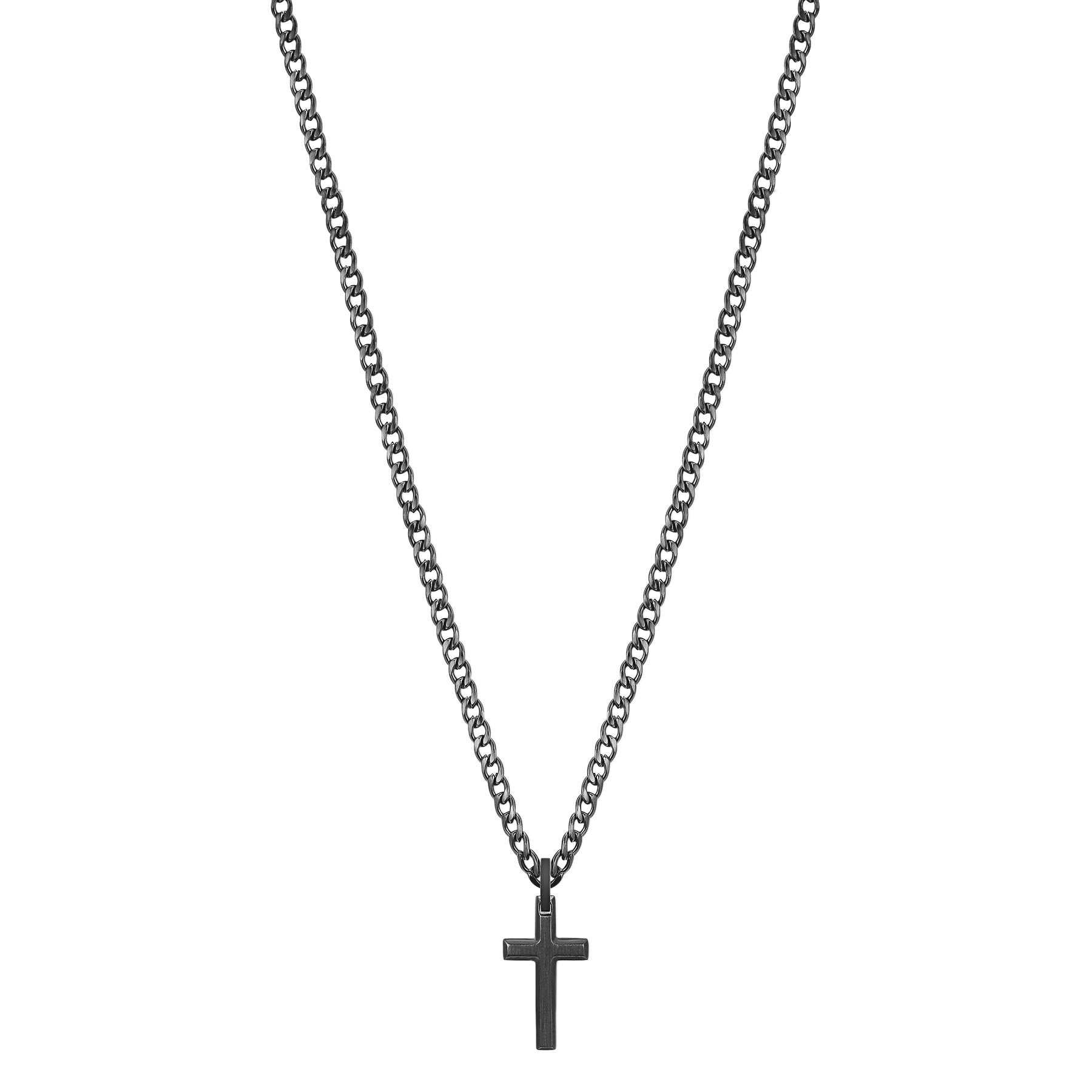 Necklace And Ruthenium Finishes With Cross Shaped Pendant. | Bik20Xl