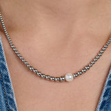 316L stainless steel ball chain necklace with a shell pearl.|BPC03