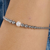 316L stainless steel ball chain bracelet with a shell pearl.|BPC13