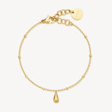 316L stainless steel bracelet, 14K gold pvd coating with drop-shaped pendant.|BPC18