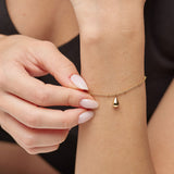 316L stainless steel bracelet, 14K gold pvd coating with drop-shaped pendant.|BPC18