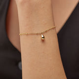 316L stainless steel bracelet, 14K gold pvd coating with drop-shaped pendant.|BPC18