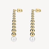 316L stainless steel ball earrings with 14K gold pvd coating and a shell pearl.|BPC27