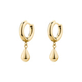 Hoop Earrings, 14K Gold Pvd Coating With Drop-Shaped Pendants. | Bpc45