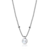 Choker Necklace And Ruthenium Color Pvd Coating With Wind Rose Symbol Pendant And Mother-Of-Pearl On The Back.|Bpn01