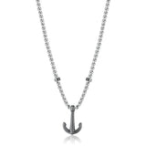 Choker Necklace And Ruthenium Color Pvd Coating With Anchor-Shaped Pendant.|Bpn02