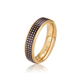 Ring And  14K Gold Pvd Coating With Black Enamel. | Bul36E