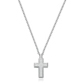 Long Chain Necklace In Polished And Sandblasted , With A Cross-Shaped Charm.|Bul55