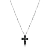 Choker Necklace With A Cross Pendant And Black Cubic Zirconia.|Bvd02