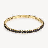 304 stainless steel bracelet and 14K gold pvd coating with black cubic zirconia.|BVD23