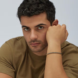 304 stainless steel bracelet and 14K gold pvd coating with black cubic zirconia.|BVD23