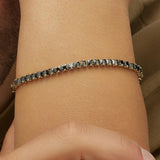 304 stainless steel bracelet and 14K gold pvd coating with black cubic zirconia.|BVD23