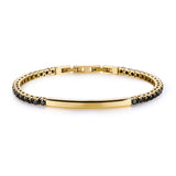Tennis Bracelet With 14K Gold Pvd Coating, Featuring Black Cubic Zirconia.|Bvd37