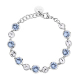 316L stainless steel bracelet with clear and light sapphire color crystals.