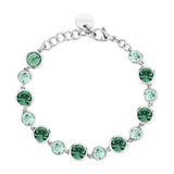 316L stainless steel bracelet with chrysolite and erinite colors crystals.