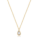 Necklace And 14K Gold Pvd Coating And Drop-Shaped Crystal Pendant. | Bym198