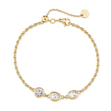 Bracelet And 14K Gold Pvd Coating With Drop, Oval And Round-Shaped Crystals. | Bym206
