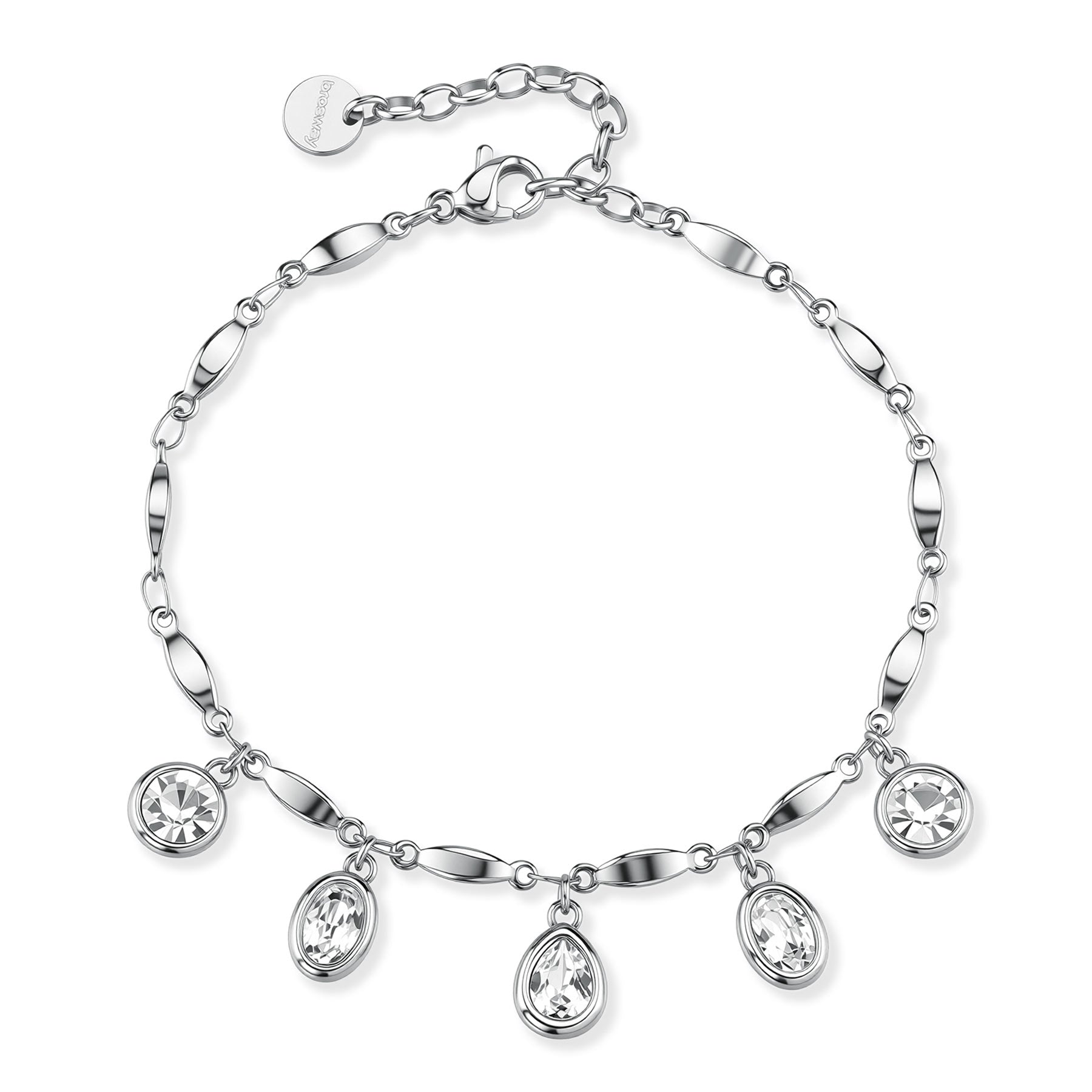 Bracelet With Drop, Oval And Round-Shaped Crystals. | Bym208