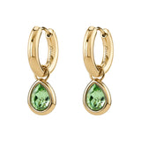 Hoop Earrings And 14K Gold Pvd Coating With Drop-Shaped Chrysolite Color Crystals. | Bym217