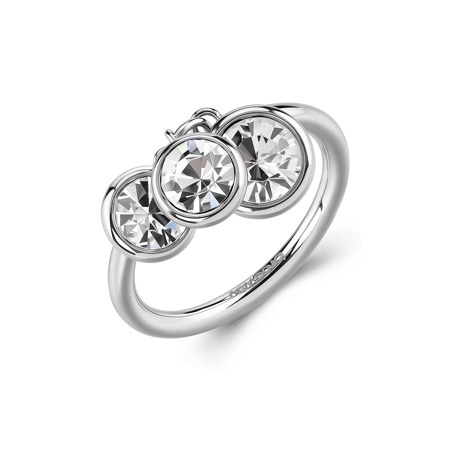 Ring With Three Dangling Round Crystals. | Bym218C