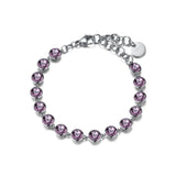 316L stainless steel bracelet with light amethyst color crystals.