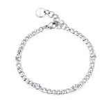 316L stainless steel chain bracelet with clear crystals.