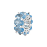 925  Rhodium-Plated Sterling Silver Color Charm With Light Sapphire Color Oval Cubic Zirconia.|Fcl01