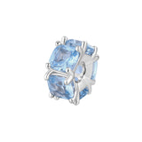 925  Rhodium-Plated Silver Color Charm With Light Sapphire Color Cushion Cubic Zirconia.|Fcl04