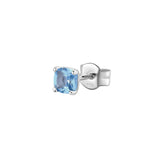 925  Rhodium-Plated Sterling Silver Single Lobe Earring With Light Sapphire Color Cushion Cubic Zirconia.|Fcl06