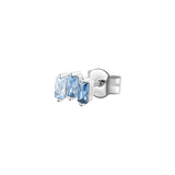 925  Rhodium-Plated Sterling Silver Single Lobe Earring With Light Sapphire Color Baguette Cubic Zirconia.|Fcl07