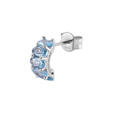 925  Rhodium-Plated Sterling Silver Single Circle Earring With Light Sapphire Color Oval Cubic Zirconia.|Fcl09