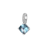 925  Rhodium-Plated Sterling Silver Pendant With Clear Cushion Cubic Zirconia And Light Sapphire Color Cushion Cubic Zirconia.|Fcl18
