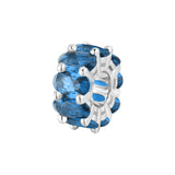 925  Rhodium-Plated Sterling Silver Color Charm With Sapphire Color Oval Cubic Zirconia.|Ffb01