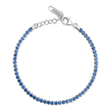 925  Rhodium-Plated Silver Tennis Bracelet With Sapphire Color Cubic Zirconia.|Ffb105
