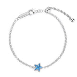 925  Rhodium-Plated Silver Bracelet With Sapphire Color Cubic Zirconia Star-Shaped.|Ffb107