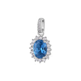 925  Rhodium-Plated Sterling Silver Kate Pendant With Clear Cubic Zirconia And Sapphire Color Oval Cubic Zirconia.|Ffb11
