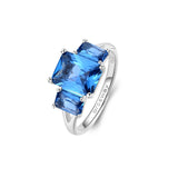 925 Rhodium-Plated Sterling Silver Ring With Sapphire Color Baguette Cubic Zirconia. | Ffb75D
