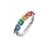 FANCY ring in 925/1000 rhodium-plated silver and multicolored cubic zirconia