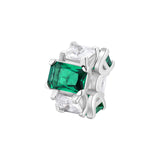 925  Rhodium-Plated Sterling Silver Color Charm With Clear Square Cubic Zirconia And Emerald Color Baguette Cubic Zirconia.|Flg02