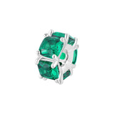 925  Rhodium-Plated Sterling Silver Color Charm With Emerald Color Cushion Cubic Zirconia.|Flg03