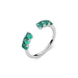 925  Rhodium-Plated Sterling Silver Necklace And Pendant With Clear Square Cubic Zirconia And Emerald Color Pear Cubic Zirconia.|Flg109
