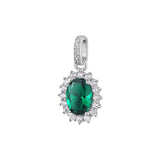 FANCY ring in 925/1000 silver, ruthenium plated, and emerald cubic zirconia